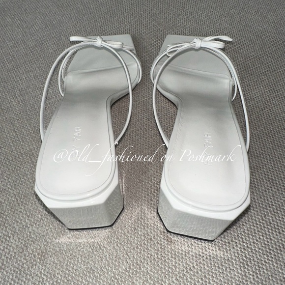 BY FAR June Bow-Detailed Glossed-Leather Mules